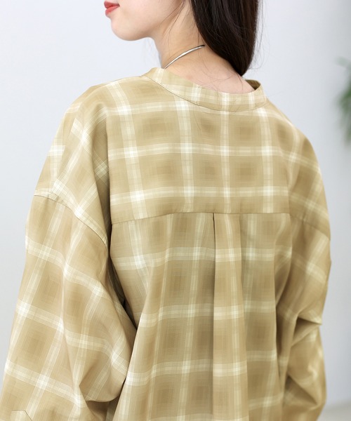 Aletta vita(アレッタビータ)の「シアーチェックスキッパーシャツ(シャツ/ブラウス・レディース・ベージュ/チャコール・M)」の22枚目の写真