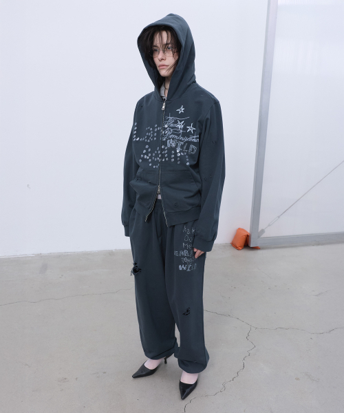 LCDC TM（エルシーディーシーティーエム）の「PRINTED HOOD ZIP-UP (GREY)（パーカー・レディース・その他・OS）」の2枚目の写真