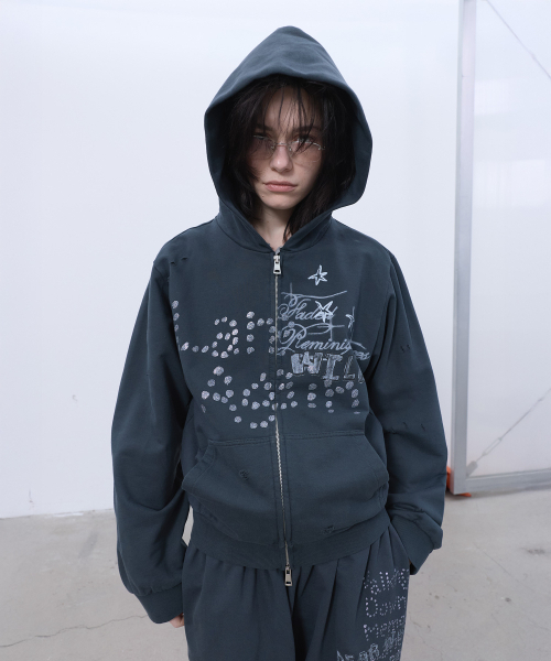 LCDC TM（エルシーディーシーティーエム）の「PRINTED HOOD ZIP-UP (GREY)（パーカー・レディース・その他・OS）」の6枚目の写真
