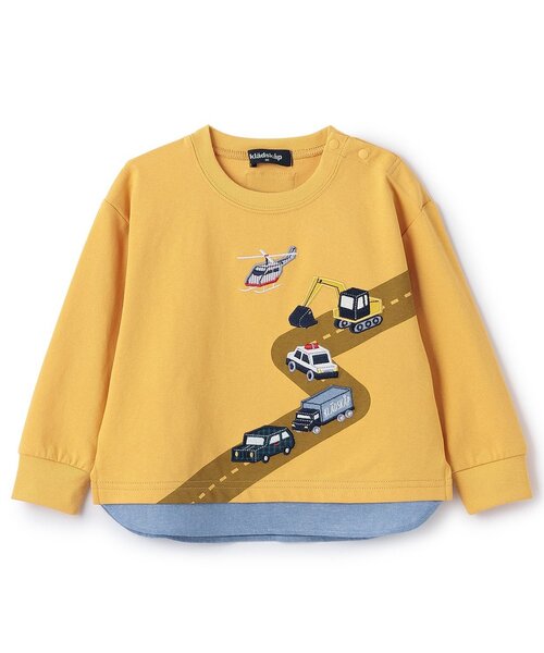kladskap(クレードスコープ)の「乗り物と道路長袖Tシャツ(Tシャツ/カットソー・キッズ・イエロー/グリーン・80cm/130cm/120cm/110cm/100cm/90cm)」の2枚目の写真