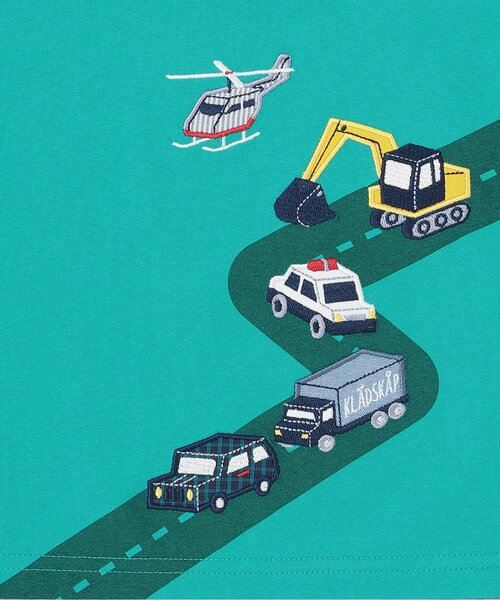 kladskap(クレードスコープ)の「乗り物と道路長袖Tシャツ(Tシャツ/カットソー・キッズ・イエロー/グリーン・80cm/130cm/120cm/110cm/100cm/90cm)」の5枚目の写真