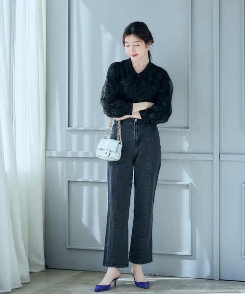 12Twelve Agenda(トゥエルブ アジェンダ)の「レース刺繍ボウタイブラウス(シャツ/ブラウス・レディース・ブラック/アイボリー・M)」の20枚目の写真