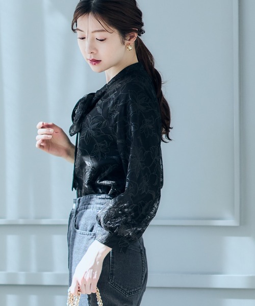 12Twelve Agenda(トゥエルブ アジェンダ)の「レース刺繍ボウタイブラウス(シャツ/ブラウス・レディース・ブラック/アイボリー・M)」の15枚目の写真