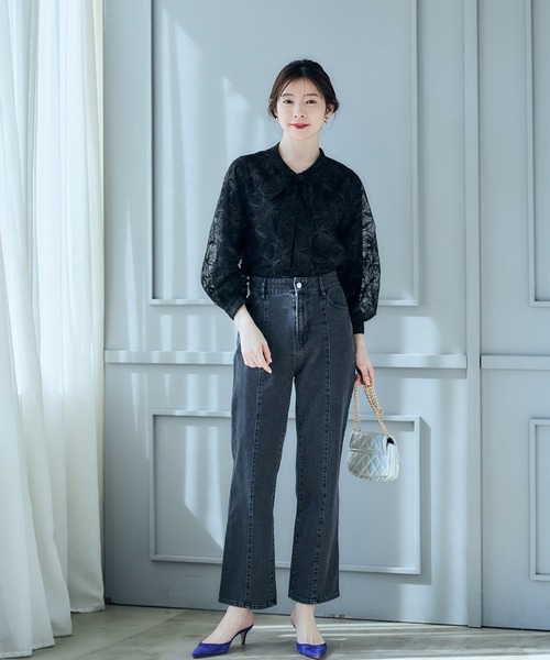 12Twelve Agenda(トゥエルブ アジェンダ)の「レース刺繍ボウタイブラウス(シャツ/ブラウス・レディース・ブラック/アイボリー・M)」の21枚目の写真