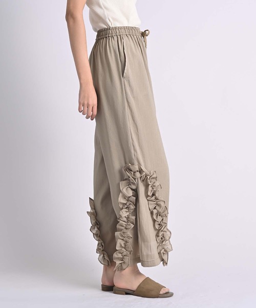 Anside（アンサイド）の「オーガンジーフリルラインパンツ（その他パンツ・レディース・ブラック/ベージュ・M）」の9枚目の写真