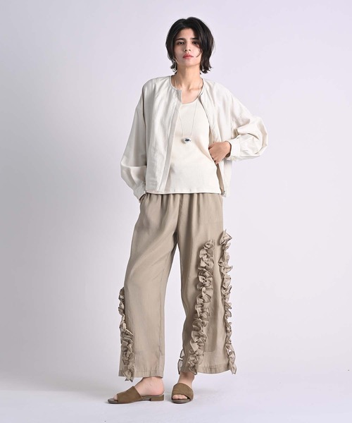 Anside（アンサイド）の「オーガンジーフリルラインパンツ（その他パンツ・レディース・ブラック/ベージュ・M）」の10枚目の写真