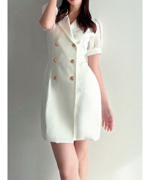 RESEXXY（リゼクシー）の「レースアップスリーブシアーワンピース（ワンピース・レディース・オレンジ/ホワイト/ブラック・FREE）」の2枚目の写真