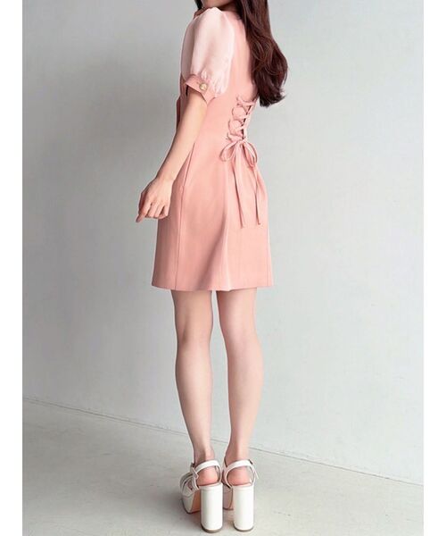 RESEXXY（リゼクシー）の「レースアップスリーブシアーワンピース（ワンピース・レディース・オレンジ/ホワイト/ブラック・FREE）」の3枚目の写真