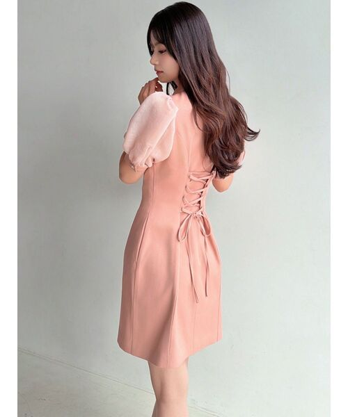 RESEXXY（リゼクシー）の「レースアップスリーブシアーワンピース（ワンピース・レディース・オレンジ/ホワイト/ブラック・FREE）」の4枚目の写真