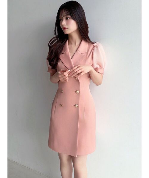 RESEXXY（リゼクシー）の「レースアップスリーブシアーワンピース（ワンピース・レディース・オレンジ/ホワイト/ブラック・FREE）」の6枚目の写真