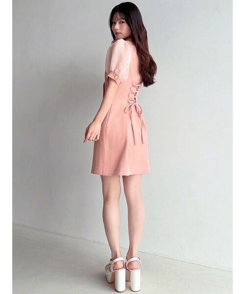 RESEXXY（リゼクシー）の「レースアップスリーブシアーワンピース（ワンピース・レディース・オレンジ/ホワイト/ブラック・FREE）」の7枚目の写真