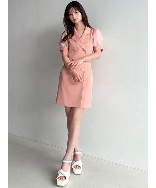 RESEXXY（リゼクシー）の「レースアップスリーブシアーワンピース（ワンピース・レディース・オレンジ/ホワイト/ブラック・FREE）」の8枚目の写真