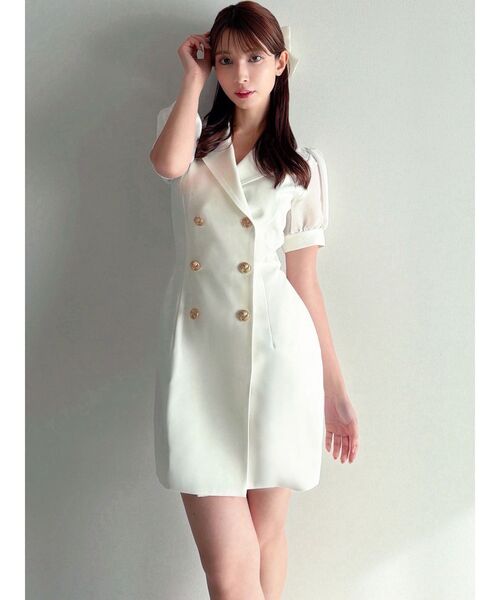 RESEXXY（リゼクシー）の「レースアップスリーブシアーワンピース（ワンピース・レディース・オレンジ/ホワイト/ブラック・FREE）」の9枚目の写真