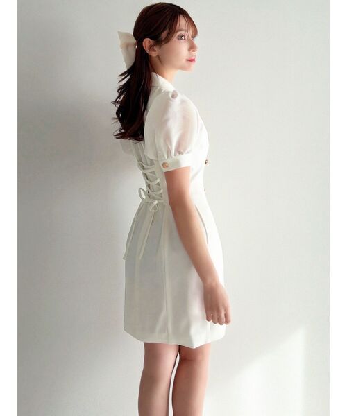 RESEXXY（リゼクシー）の「レースアップスリーブシアーワンピース（ワンピース・レディース・オレンジ/ホワイト/ブラック・FREE）」の11枚目の写真