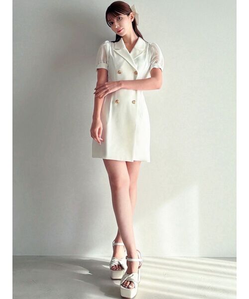 RESEXXY（リゼクシー）の「レースアップスリーブシアーワンピース（ワンピース・レディース・オレンジ/ホワイト/ブラック・FREE）」の12枚目の写真