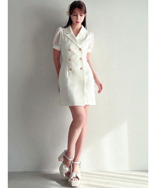 RESEXXY（リゼクシー）の「レースアップスリーブシアーワンピース（ワンピース・レディース・オレンジ/ホワイト/ブラック・FREE）」の13枚目の写真