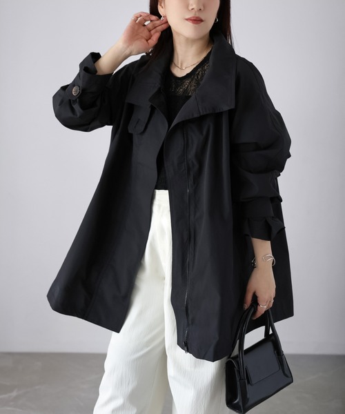 Riberry（リベリー）の「ミドル丈スタンドカラートレンチコート（トレンチコート・レディース・アイボリー/ブラック/ベージュ・MEDIUM）」の21枚目の写真