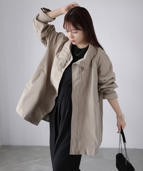 Riberry（リベリー）の「ミドル丈スタンドカラートレンチコート（トレンチコート・レディース・アイボリー/ブラック/ベージュ・MEDIUM）」の15枚目の写真