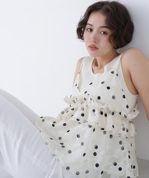 N.（N. Natural Beauty Basic）（エヌエヌナチュラルビューティーベーシック）の「ドットキャミビスチェ（キャミソール・レディース・ホワイト系その他/ブラック系その他・ﾌﾘ-）」の4枚目の写真