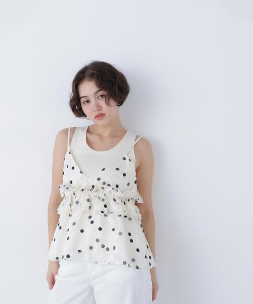 N.（N. Natural Beauty Basic）（エヌエヌナチュラルビューティーベーシック）の「ドットキャミビスチェ（キャミソール・レディース・ホワイト系その他/ブラック系その他・ﾌﾘ-）」の6枚目の写真