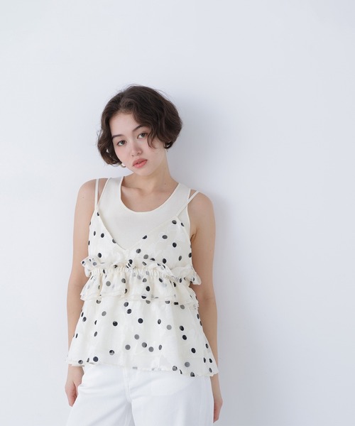 N.（N. Natural Beauty Basic）（エヌエヌナチュラルビューティーベーシック）の「ドットキャミビスチェ（キャミソール・レディース・ホワイト系その他/ブラック系その他・ﾌﾘ-）」の13枚目の写真