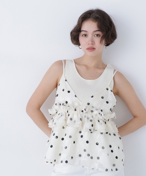 N.（N. Natural Beauty Basic）（エヌエヌナチュラルビューティーベーシック）の「ドットキャミビスチェ（キャミソール・レディース・ホワイト系その他/ブラック系その他・ﾌﾘ-）」の16枚目の写真