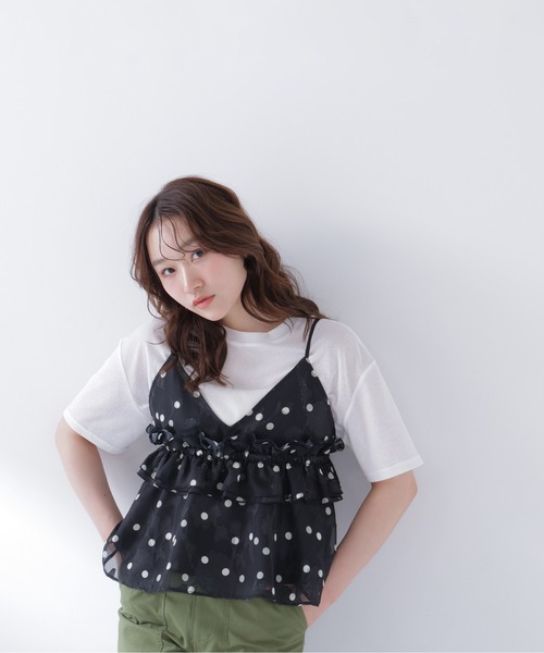 N.（N. Natural Beauty Basic）（エヌエヌナチュラルビューティーベーシック）の「ドットキャミビスチェ（キャミソール・レディース・ホワイト系その他/ブラック系その他・ﾌﾘ-）」の4枚目の写真