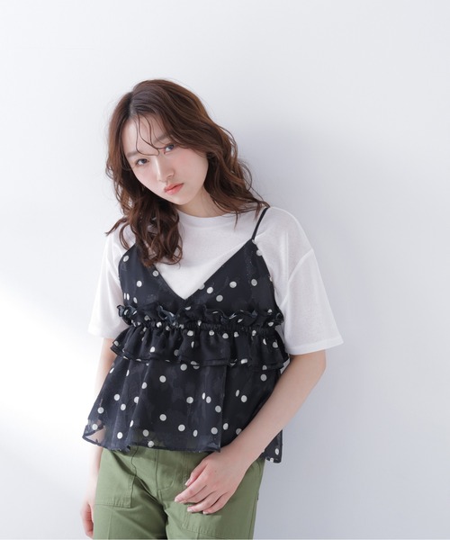 N.（N. Natural Beauty Basic）（エヌエヌナチュラルビューティーベーシック）の「ドットキャミビスチェ（キャミソール・レディース・ホワイト系その他/ブラック系その他・ﾌﾘ-）」の6枚目の写真