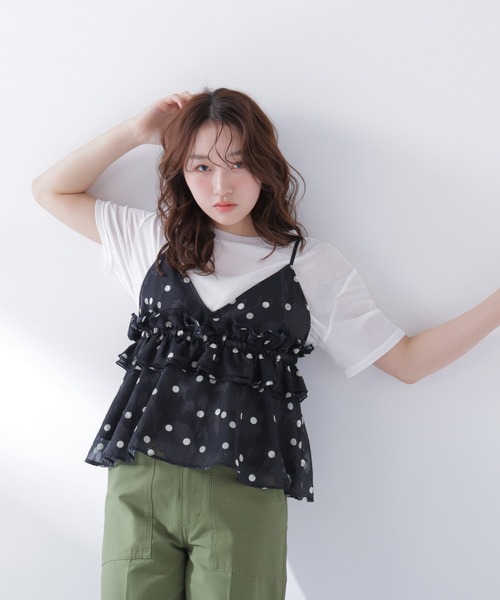 N.（N. Natural Beauty Basic）（エヌエヌナチュラルビューティーベーシック）の「ドットキャミビスチェ（キャミソール・レディース・ホワイト系その他/ブラック系その他・ﾌﾘ-）」の9枚目の写真