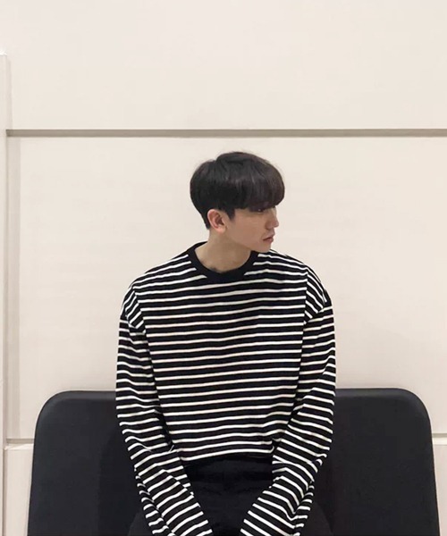 NOWLE(ノウル)の「【NOWLE】リラックスフィット モノトーンボーダー 長袖 Tシャツ(Tシャツ/カットソー・メンズ・ブラック/ホワイト・X-LARGE/LARGE/MEDIUM)」の5枚目の写真