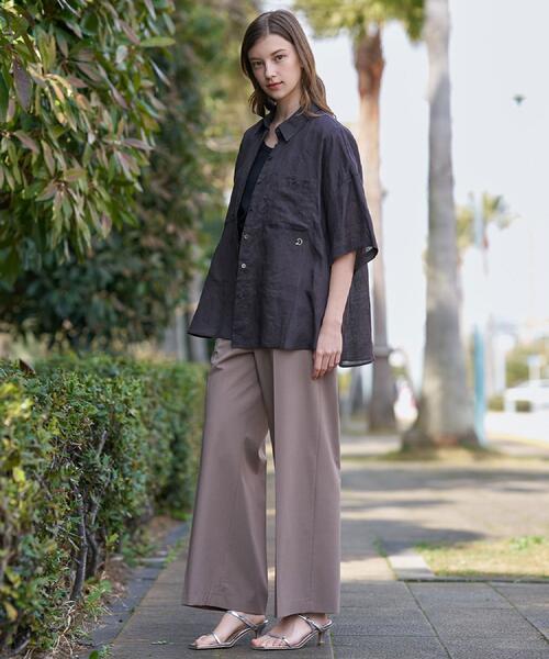 DRESSTERIOR（ドレステリア）の「【接触冷感/セットアップ可】２WAYストレッチ ワイドパンツ（その他パンツ・レディース・ネイビー/ダークブラウン・34/36/38/40）」の10枚目の写真