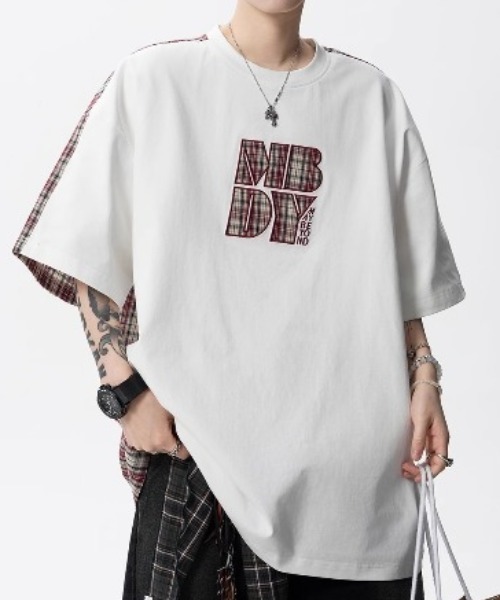 link lot(リンクロット)の「チェック切り替えロゴプリントTシャツ(Tシャツ/カットソー・メンズ・イエロー/ピンク/ブラック・M)」の3枚目の写真