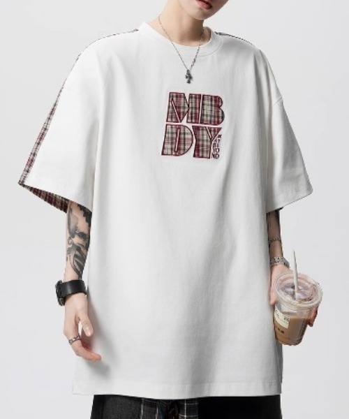 link lot(リンクロット)の「チェック切り替えロゴプリントTシャツ(Tシャツ/カットソー・メンズ・イエロー/ピンク/ブラック・M)」の10枚目の写真