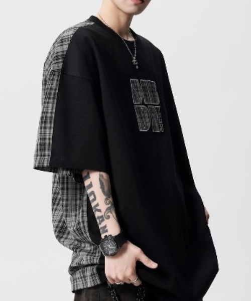 link lot(リンクロット)の「チェック切り替えロゴプリントTシャツ(Tシャツ/カットソー・メンズ・イエロー/ピンク/ブラック・M)」の15枚目の写真