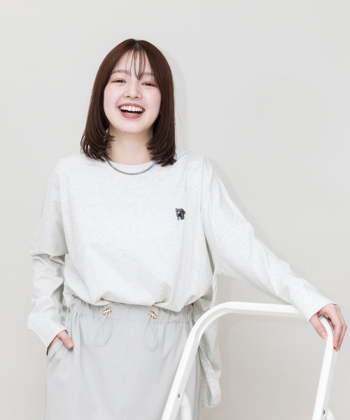 meeny miny(ミーニーマイニー)の「【meeny miny】【旭山動物園応援商品】マヌルネコ『body』ロングTシャツ(Tシャツ/カットソー・レディース・カーキ/ブラウン/グレー・M-L/S-M)」の10枚目の写真