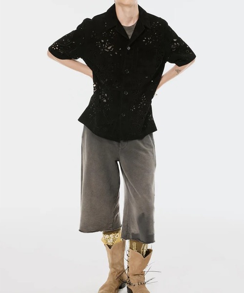 MASU（エムエーエスユー）の「【M A S U】BANDANA HOLE LEATHER HALF SLEEVE SHIRT（シャツ/ブラウス・メンズ・ブラック/ダークグリーン・46/48）」の13枚目の写真