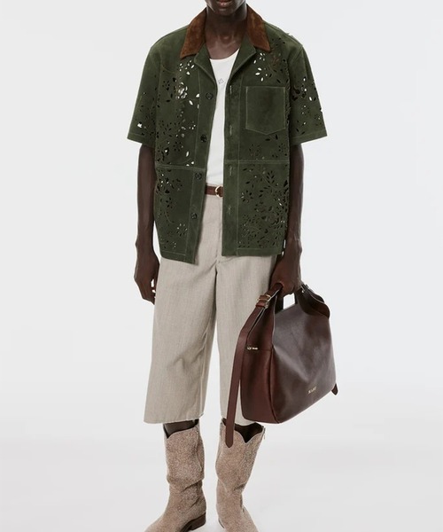 MASU（エムエーエスユー）の「【M A S U】BANDANA HOLE LEATHER HALF SLEEVE SHIRT（シャツ/ブラウス・メンズ・ブラック/ダークグリーン・46/48）」の14枚目の写真