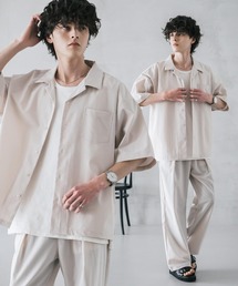 Rocky Monroe（ロッキーモンロー）の「新色追加 セットアップ 接触冷感 多機能素材 リネンライク半袖開襟シャツ＆セミワイドイージーパンツ（セットアップ）」