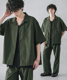 Rocky Monroe（ロッキーモンロー）の「新色追加 セットアップ 接触冷感 多機能素材 リネンライク半袖開襟シャツ&セミワイドイージーパンツ（セットアップ）」