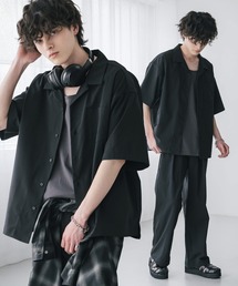 Rocky Monroe（ロッキーモンロー）の「新色追加 セットアップ 接触冷感 多機能素材 リネンライク半袖開襟シャツ＆セミワイドイージーパンツ（セットアップ）」