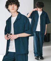 Rocky Monroe（ロッキーモンロー）の「新色追加 セットアップ 接触冷感 多機能素材 リネンライク半袖開襟シャツ＆セミワイドイージーパンツ（セットアップ）」