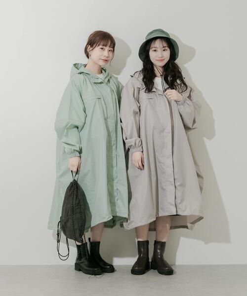 SMELLY(スメリー)の「『WEB限定』because Mods Poncho(レインコート/ポンチョ・レディース・グレー/ミント・ONE)」の14枚目の写真