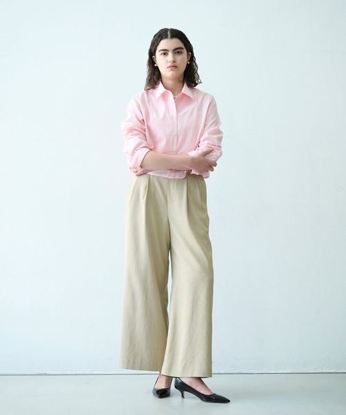 N.O.R.C(ノーク)の「【トリアセリネン】ドロストワイドパンツ(スラックス・レディース・ベージュ/ネイビー/ホワイト・S/M)」の4枚目の写真