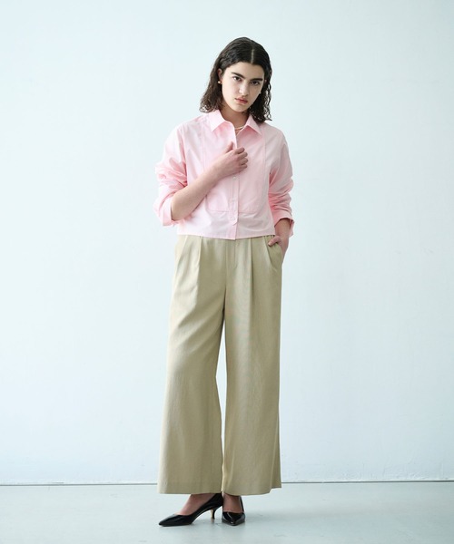 N.O.R.C(ノーク)の「【トリアセリネン】ドロストワイドパンツ(スラックス・レディース・ベージュ/ネイビー/ホワイト・S/M)」の5枚目の写真