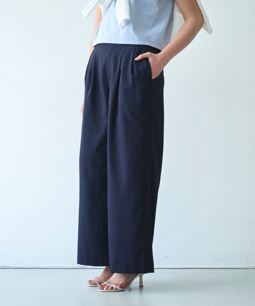 N.O.R.C(ノーク)の「【トリアセリネン】ドロストワイドパンツ(スラックス・レディース・ベージュ/ネイビー/ホワイト・S/M)」の11枚目の写真