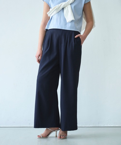 N.O.R.C(ノーク)の「【トリアセリネン】ドロストワイドパンツ(スラックス・レディース・ベージュ/ネイビー/ホワイト・S/M)」の13枚目の写真