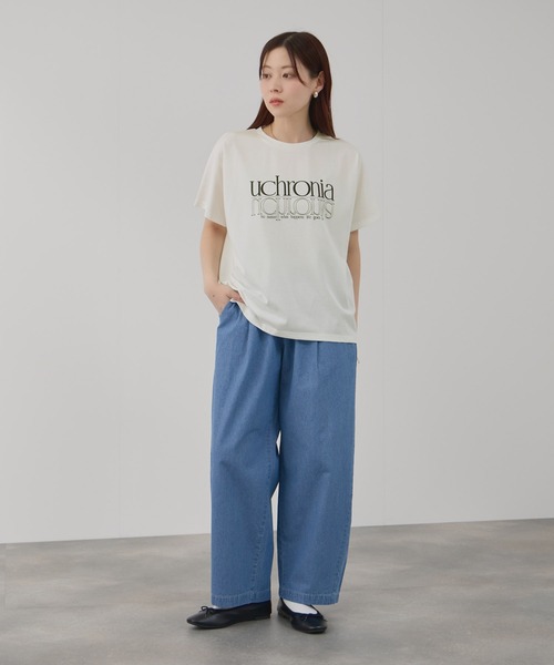 Mac-House(マックハウス)の「Free Nature ロゴプリント クルーネック Tシャツ(Tシャツ/カットソー・レディース・ブルー/グレイッシュベージュ/チャコールグレー/ホワイト・L/M)」の7枚目の写真
