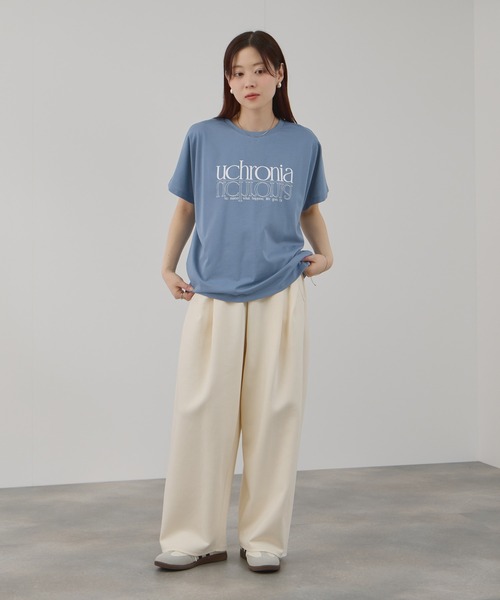 Mac-House(マックハウス)の「Free Nature ロゴプリント クルーネック Tシャツ(Tシャツ/カットソー・レディース・ブルー/グレイッシュベージュ/チャコールグレー/ホワイト・L/M)」の19枚目の写真