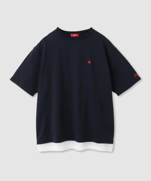 Mac-House（マックハウス）の「POLO BCS ワンポイント刺繍 チュールフェイクレイヤード オーバーサイズTシャツ（Tシャツ/カットソー・レディース・ネイビー/グレイッシュベージュ/ブラック・L/M）」の15枚目の写真