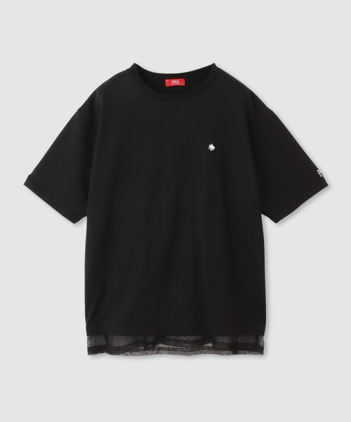 Mac-House（マックハウス）の「POLO BCS ワンポイント刺繍 チュールフェイクレイヤード オーバーサイズTシャツ（Tシャツ/カットソー・レディース・ネイビー/グレイッシュベージュ/ブラック・L/M）」の16枚目の写真